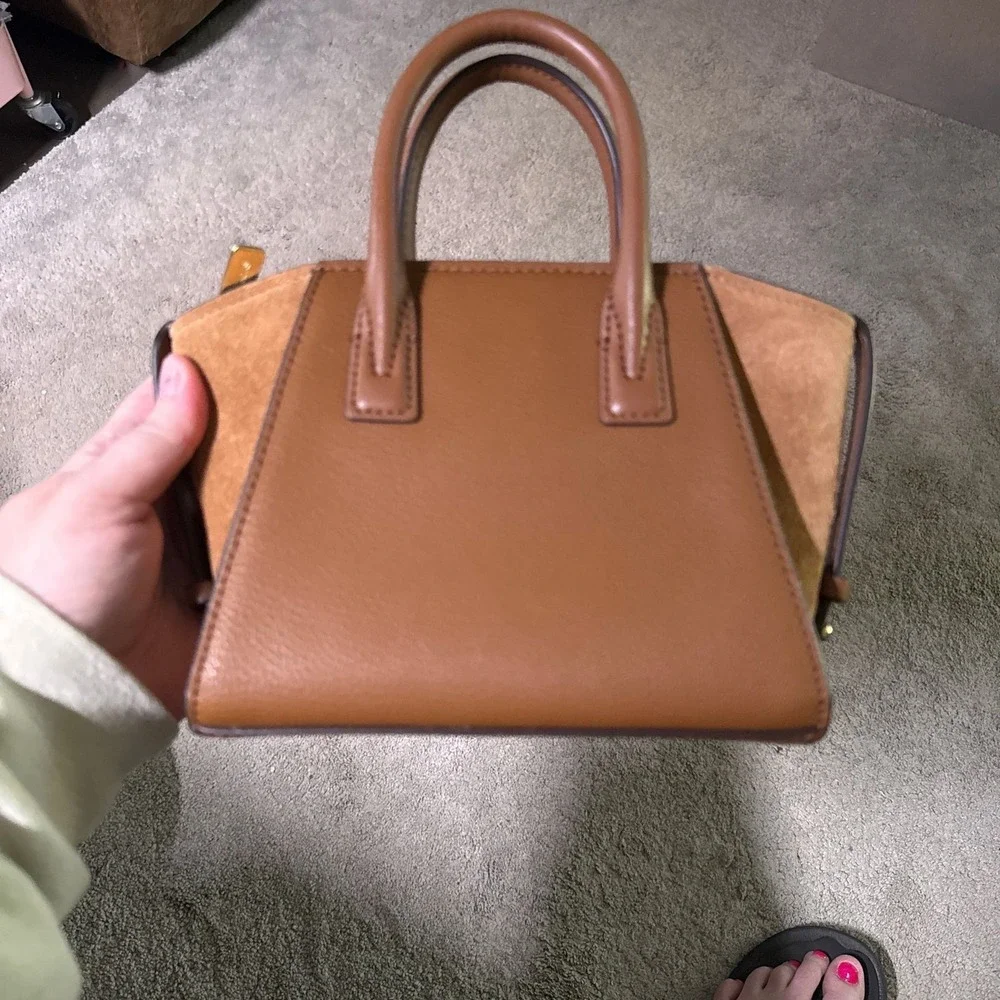 Michael Kors Avril Extra-Small Leather and‎ Suede Satchel in Luggage